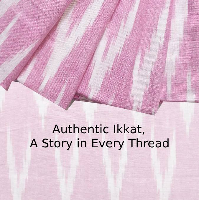 Brink Pink Shade Ikkat Striped Unstitched Fabric