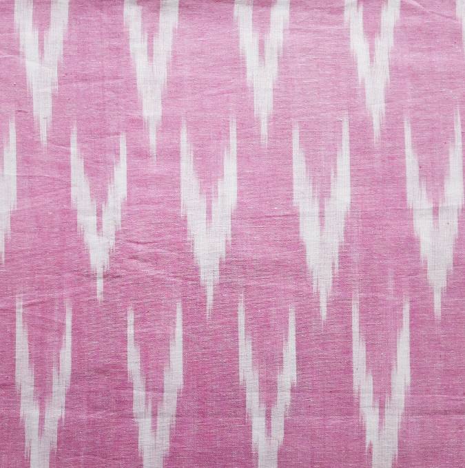 Brink Pink Shade Ikkat Striped Unstitched Fabric