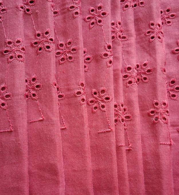 Blush Pink colour Shade Embroidered Cotton Heavy Hakoba Fabric