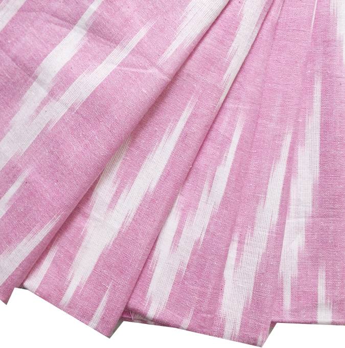 Brink Pink Shade Ikkat Striped Unstitched Fabric