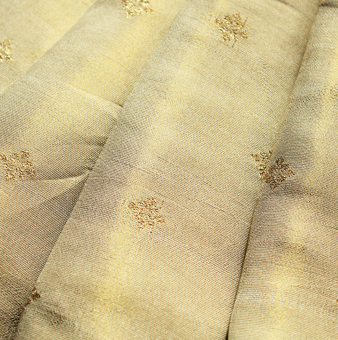Cream-Gold Zari Floral Buti Dyeable Unstitched Fabric
