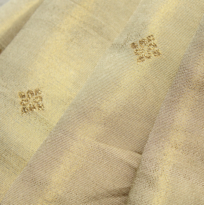 Cream-Gold Zari Floral Buti Dyeable Unstitched Fabric