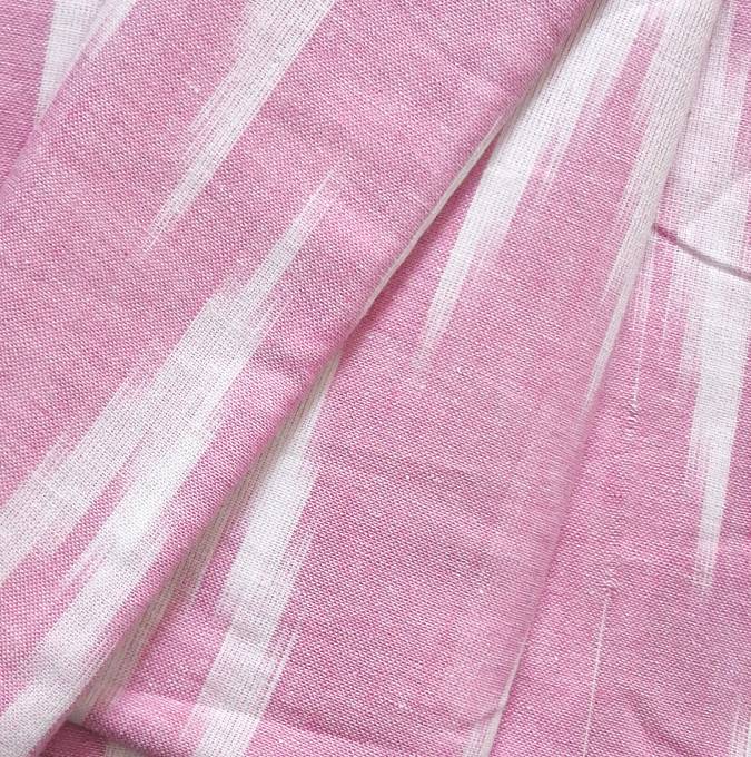 Brink Pink Shade Ikkat Striped Unstitched Fabric