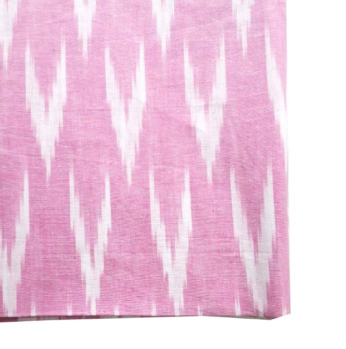 Brink Pink Shade Ikkat Striped Unstitched Fabric