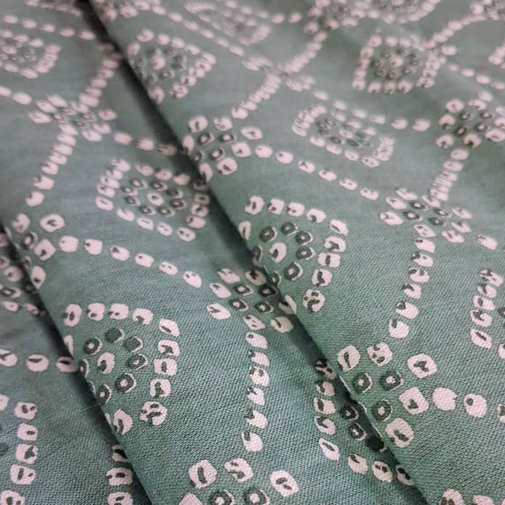 Pista green with white shade Printed Cotton Fabric