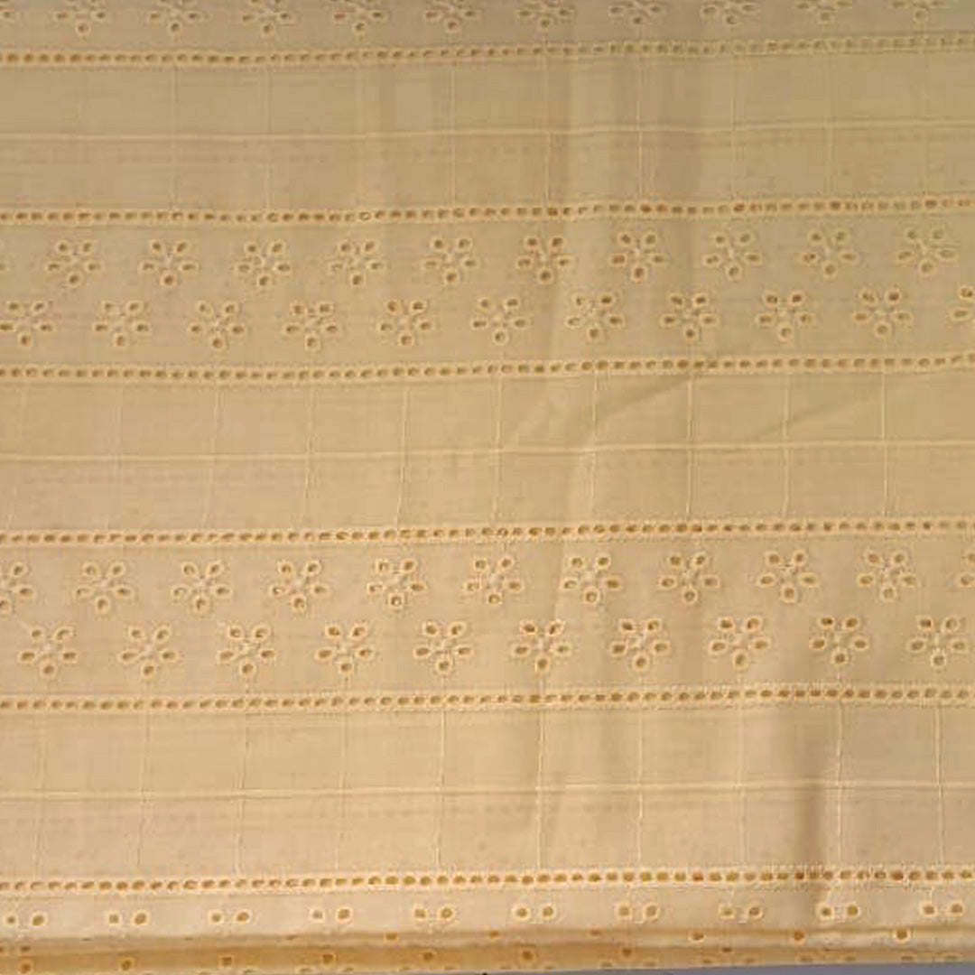 Dark Lemon Shade Embroidered Cotton Hakoba Fabric