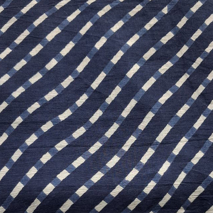 Navy blue with white Printed Cotton Fabric
