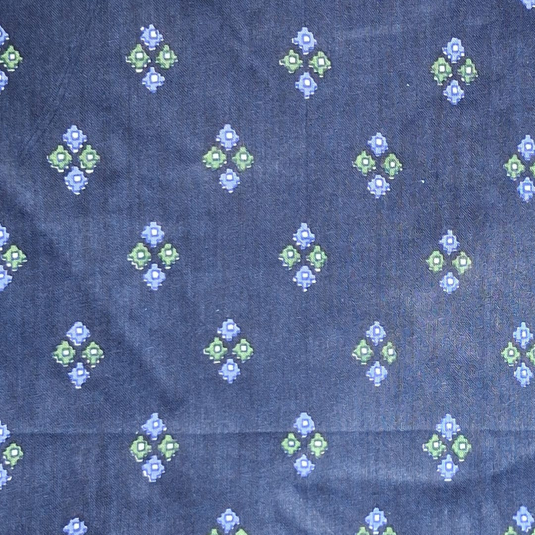 Navy blue with Multicolor Printed Cotton Fabric
