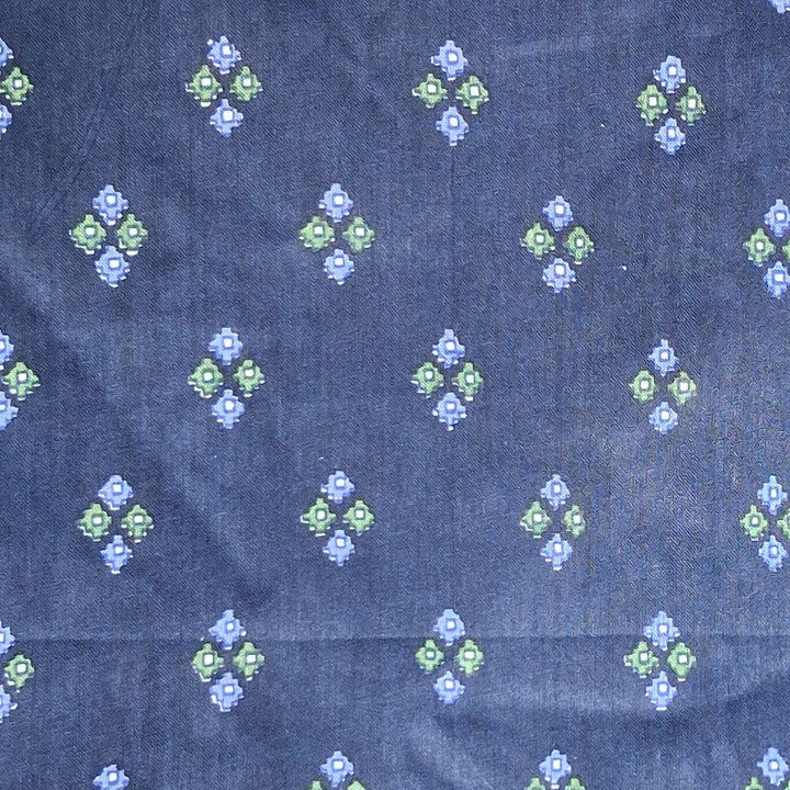 Navy blue with Multicolor Printed Cotton Fabric