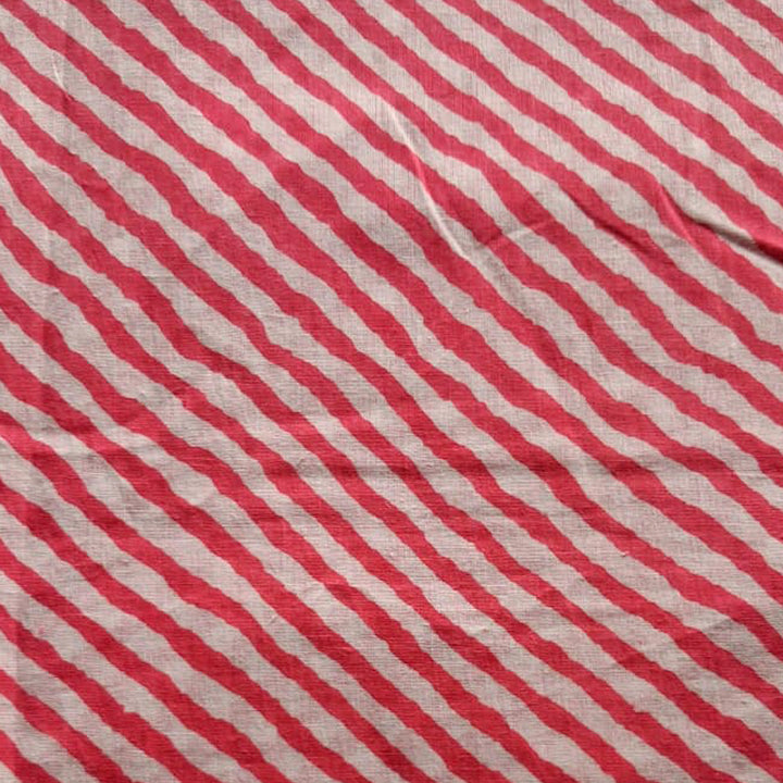 Rose pink with white Printed Cotton Fabric
