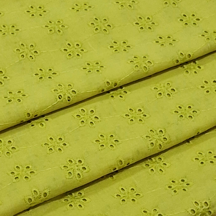 Pineapple Yellow shade Embroidered Cotton Heavy Hakoba Fabric