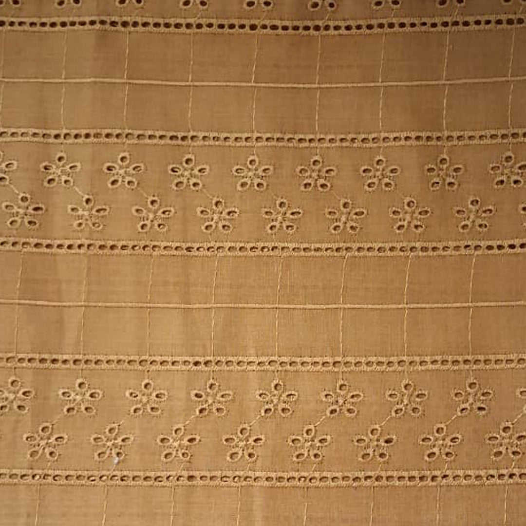 Beige Shade Embroidered Cotton Hakoba Fabric