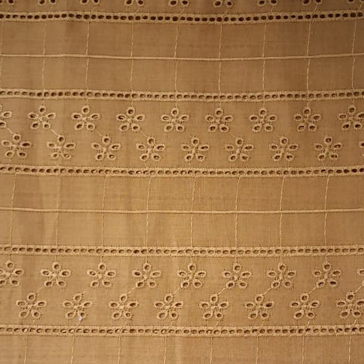 Beige Shade Embroidered Cotton Hakoba Fabric