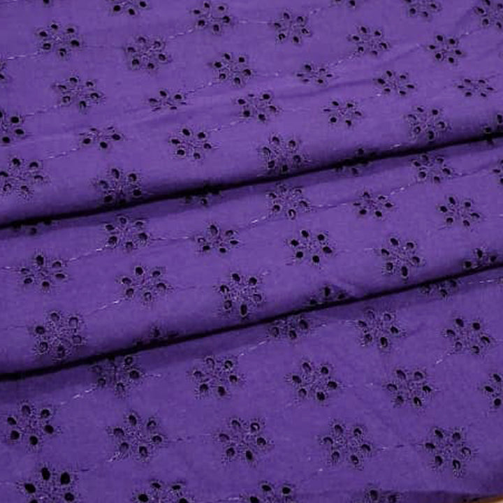 Royal Purple Shade Embroidered Cotton Heavy Hakoba Fabric