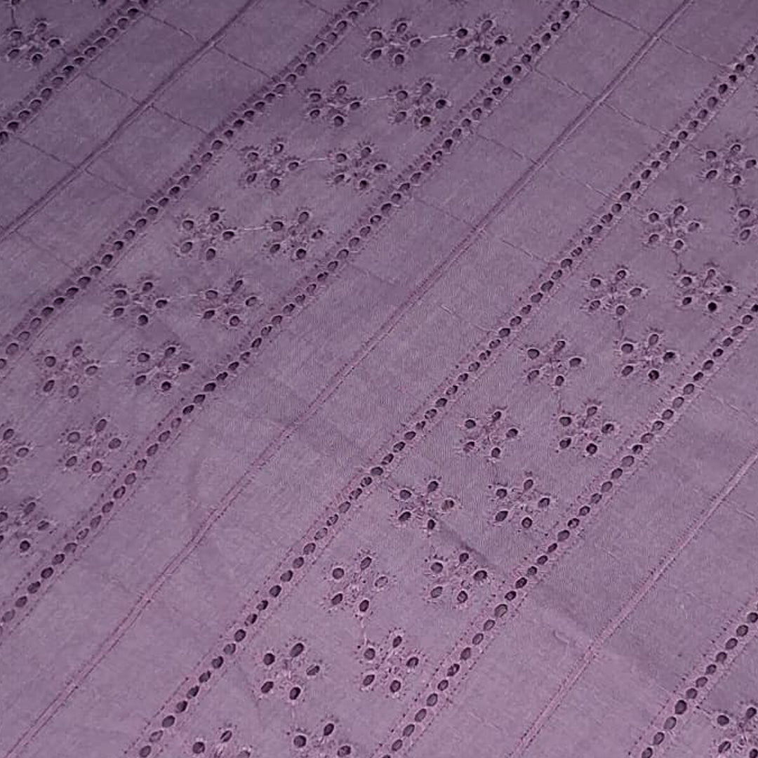 Dark Lavender Shade Embroidered Cotton Hakoba Fabric