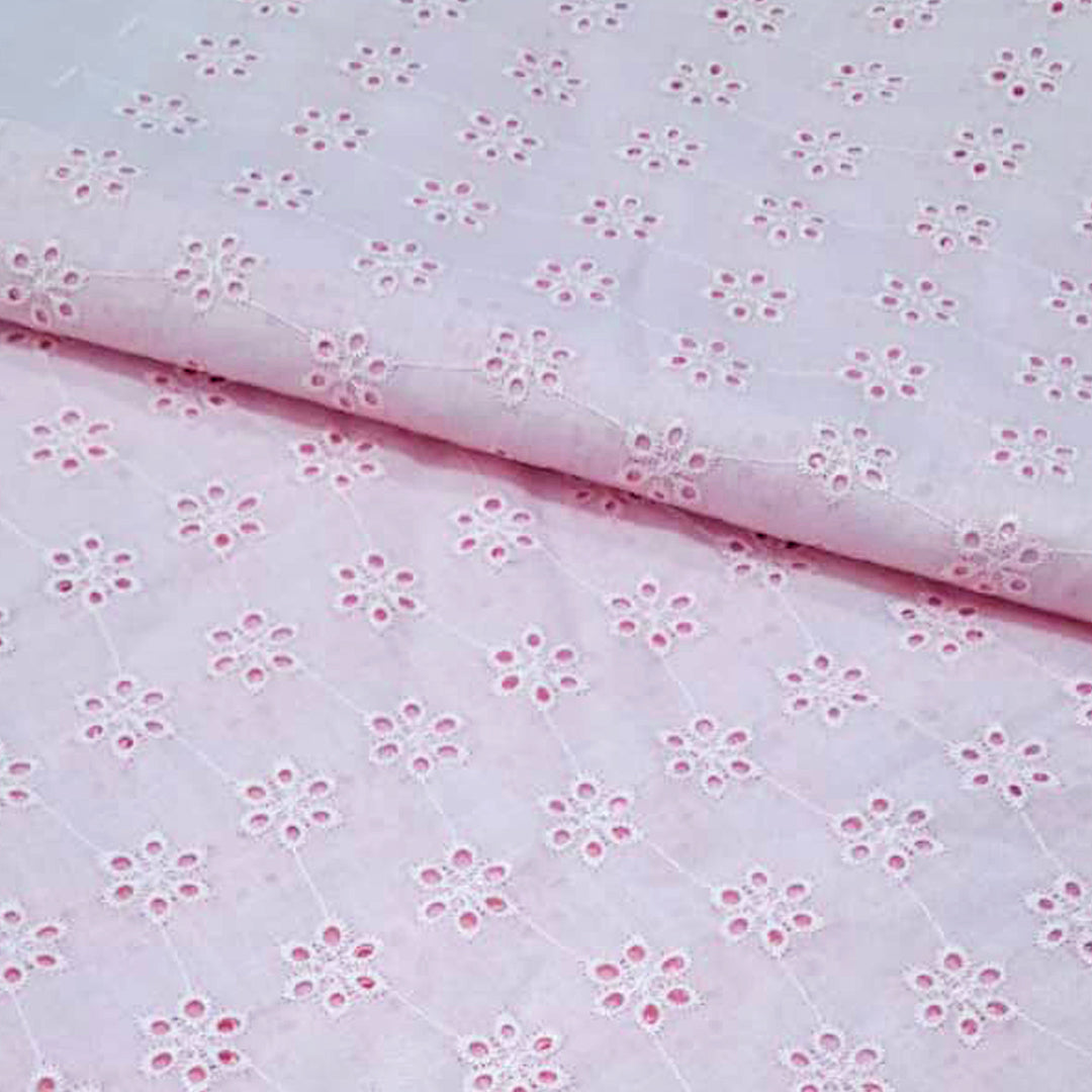 Light Pink Shade Embroidered Cotton Heavy Hakoba Fabric