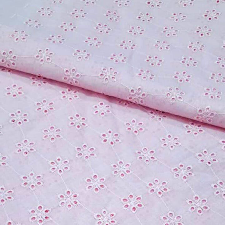 Light Pink Shade Embroidered Cotton Heavy Hakoba Fabric