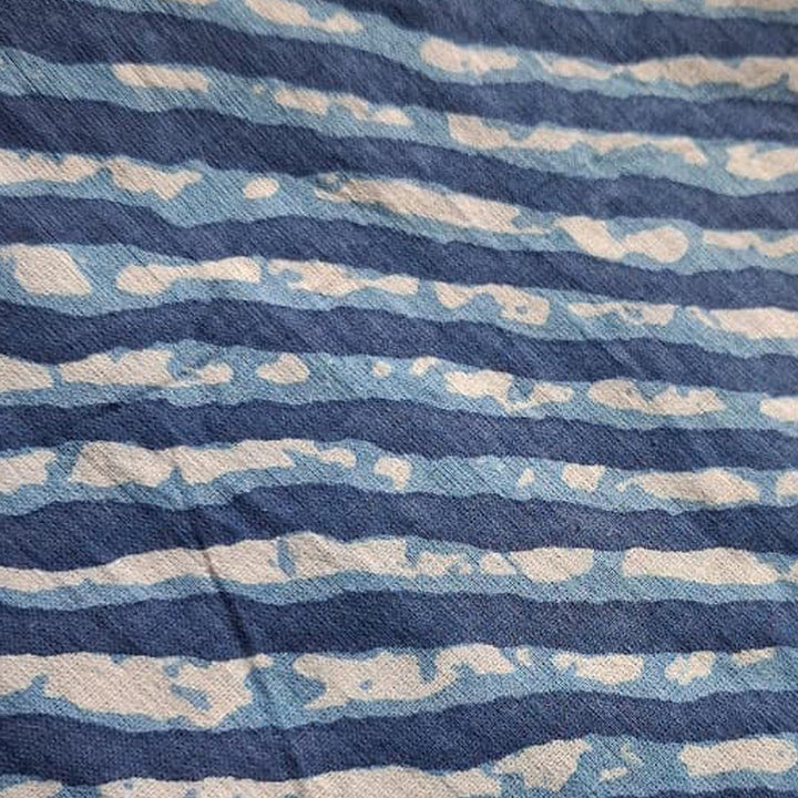 Dark blue with white Printed Cotton Fabric