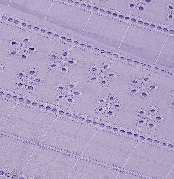 Lavender Shade Shade Embroidered Cotton Heavy Hakoba Fabric