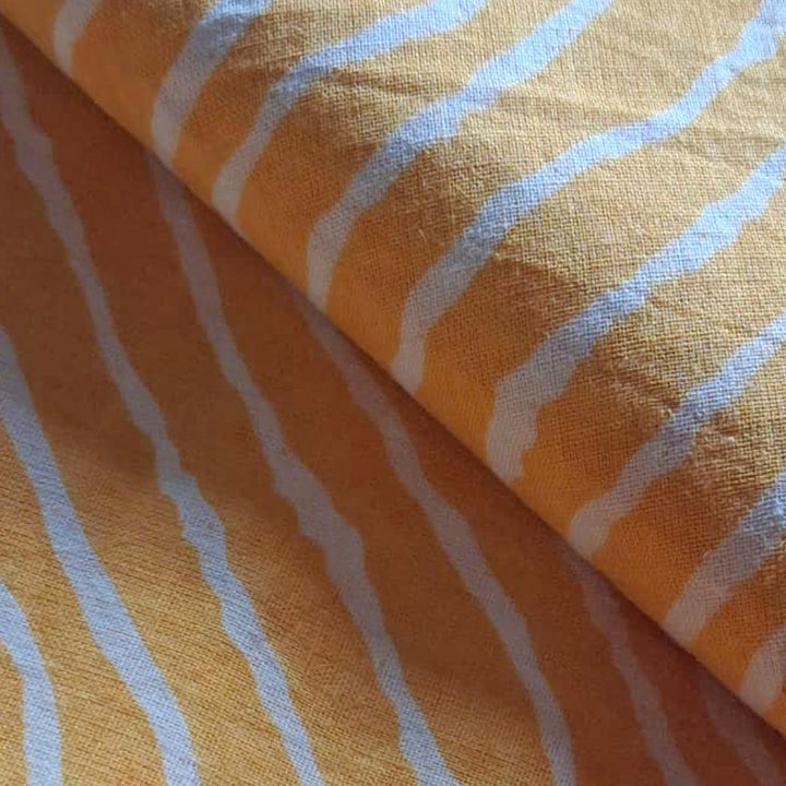Yellow with white Printed Cotton Fabric