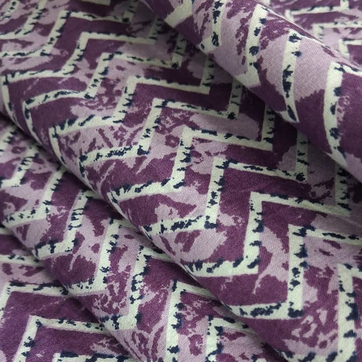 Lavender with white Printed Cotton Fabric