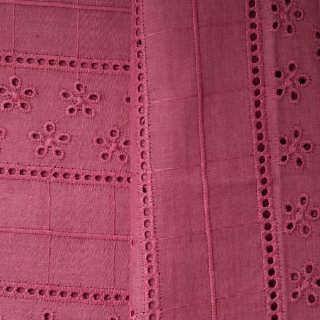 Brown Shade Embroidered Cotton Hakoba Fabric