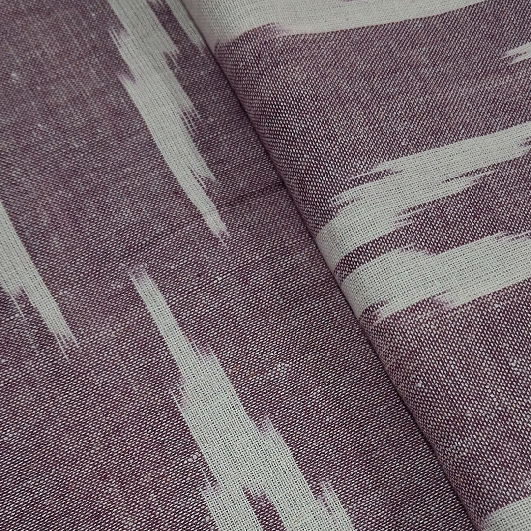 Dark Lavender Shade Striped Unstitched Ikkat Fabric