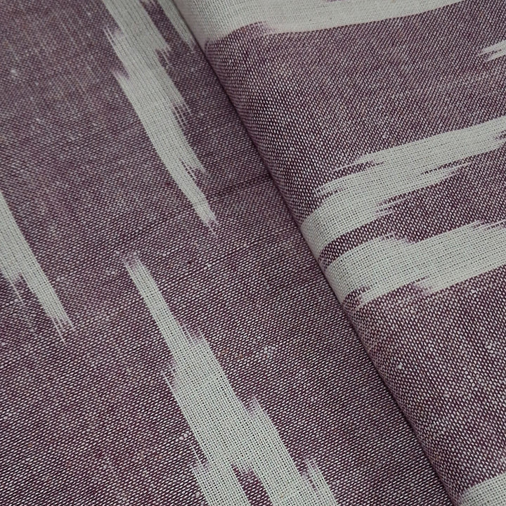 Dark Lavender Shade Striped Unstitched Ikkat Fabric