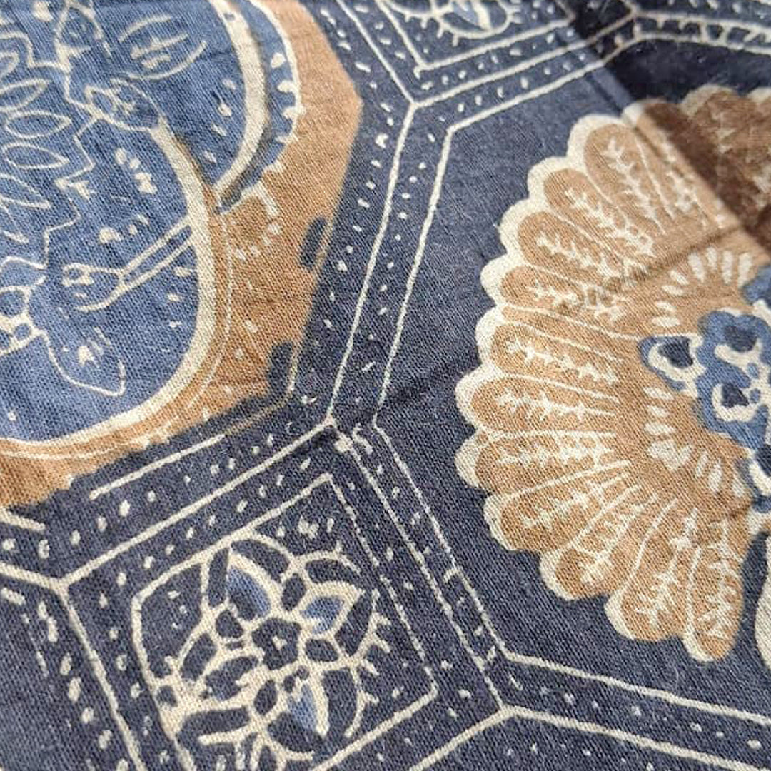 Grey With Cream Multicolor Printed Cotton Fabric