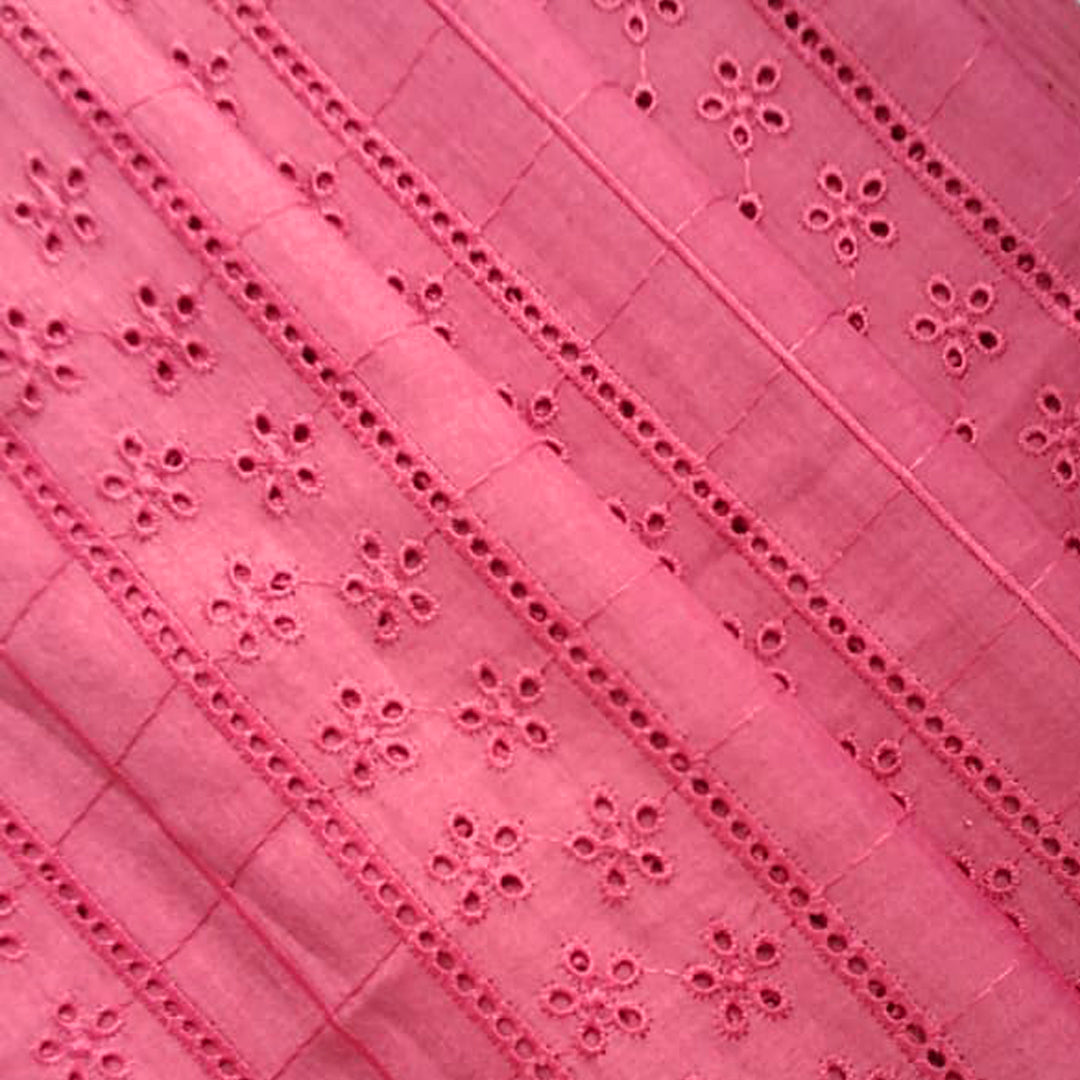 Brown Shade Embroidered Cotton Hakoba Fabric