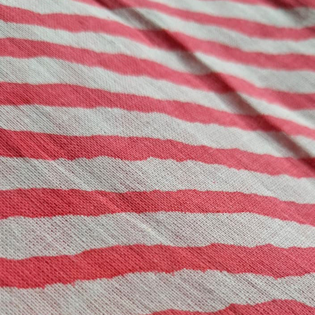 Rose pink with white Printed Cotton Fabric