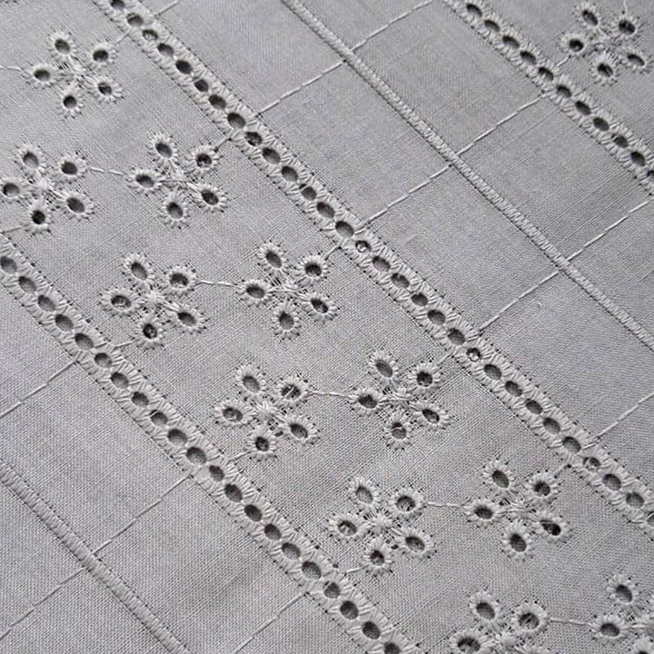 Light Grey Shade Embroidered Cotton Hakoba Fabric