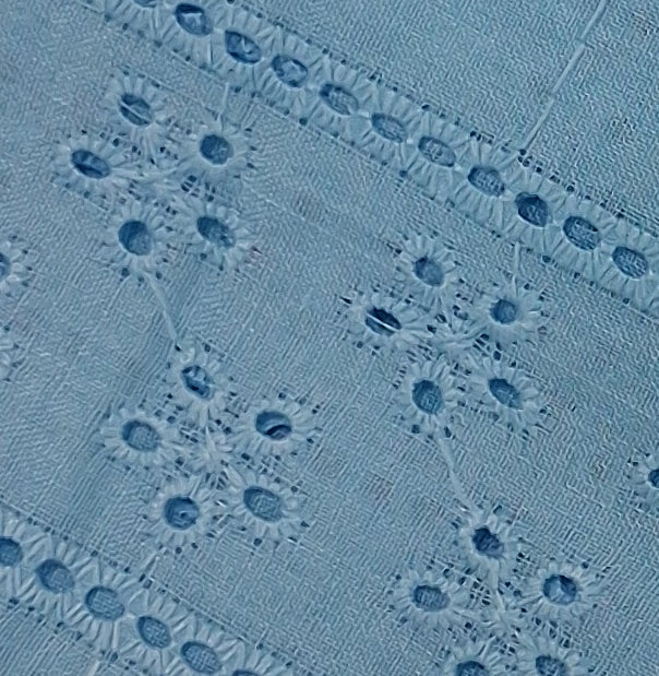 Sky Blue Shade Embroidered Cotton Hakoba Fabric