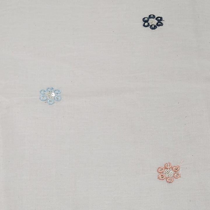 Kora Cotton Fabric with Delicate Multicolour Mini Flowers | Soft Handloom Look | Ideal for Kurtis, Blouses & Dupattas