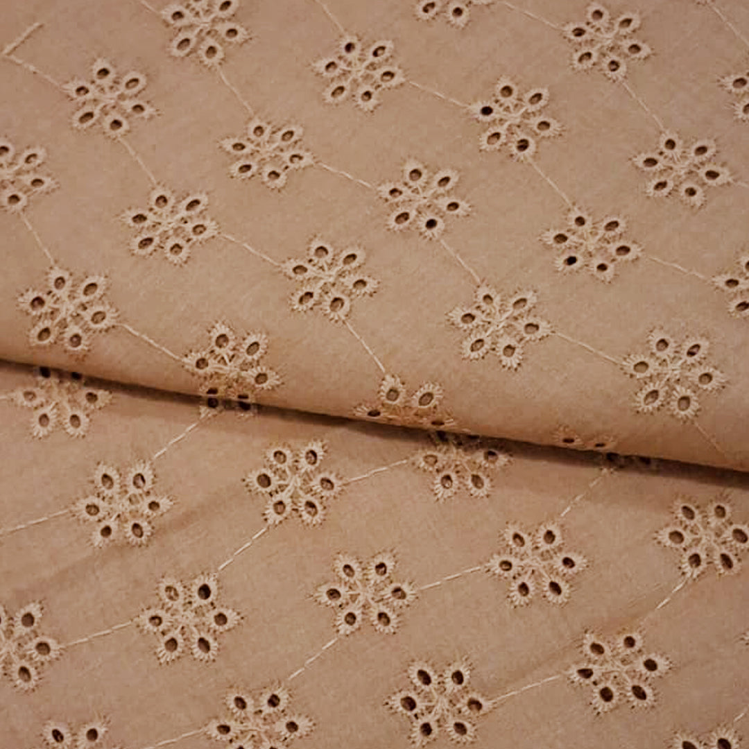 Bronze Shade Embroidered Cotton Heavy Hakoba Fabric