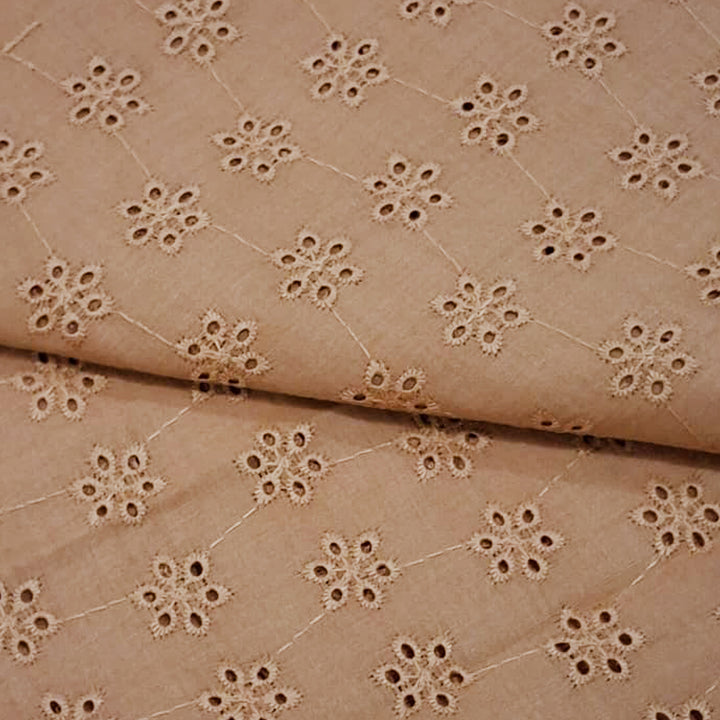 Bronze Shade Embroidered Cotton Heavy Hakoba Fabric
