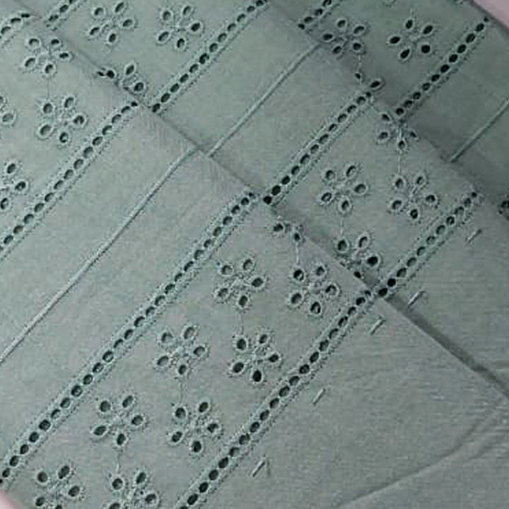 Mint Green Shade Embroidered Cotton Hakoba Fabric