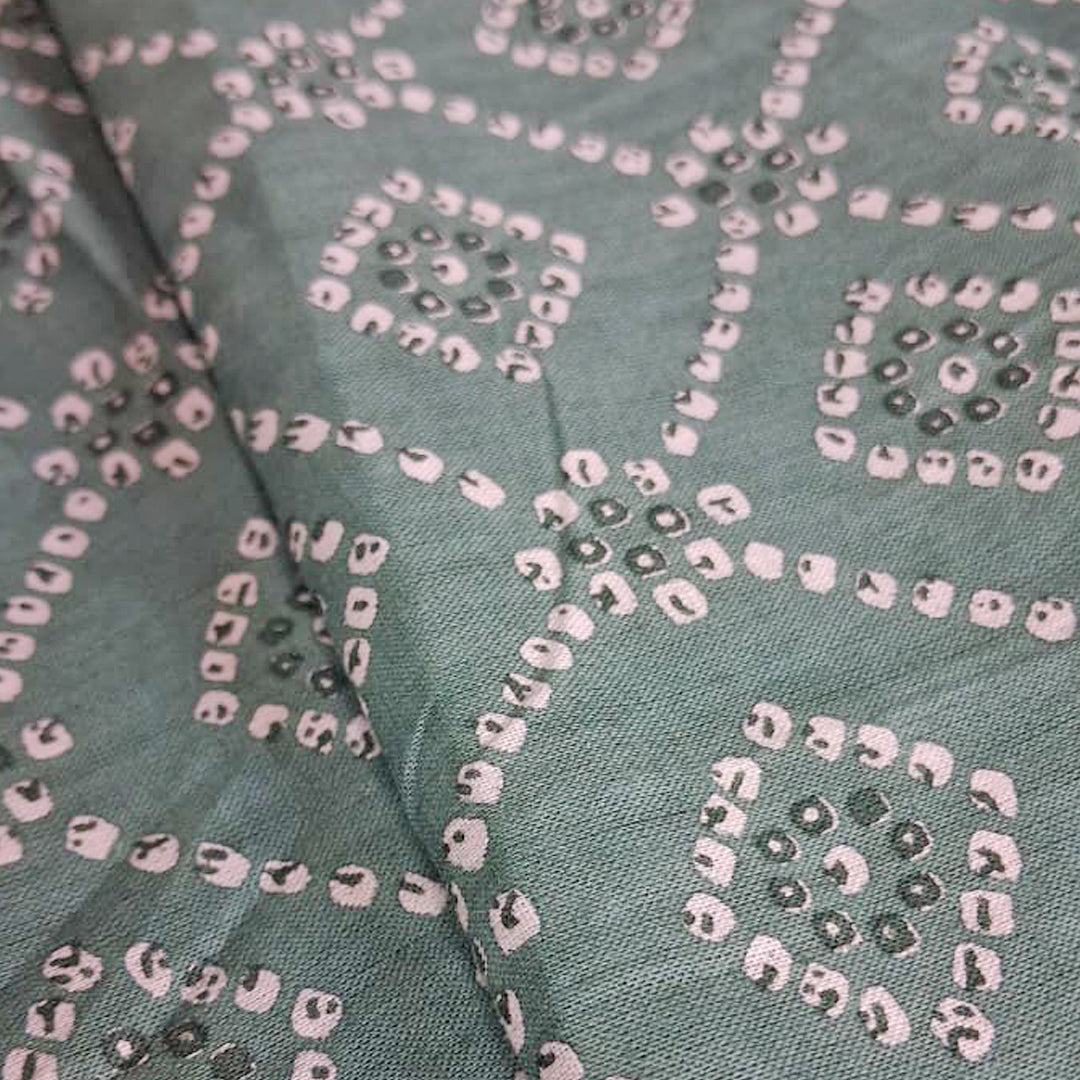 Pista green with white shade Printed Cotton Fabric