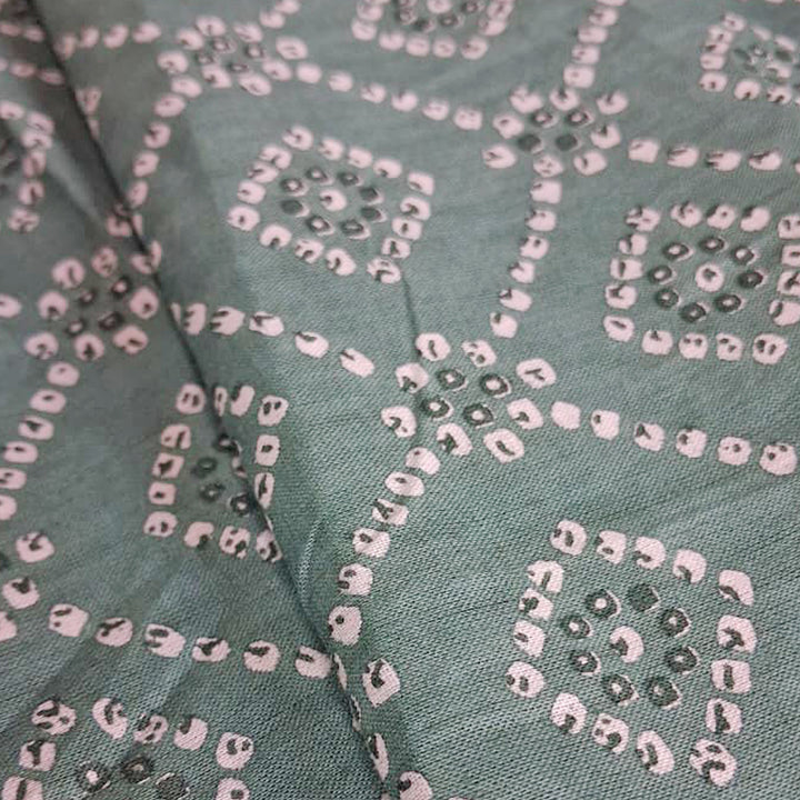 Pista green with white shade Printed Cotton Fabric