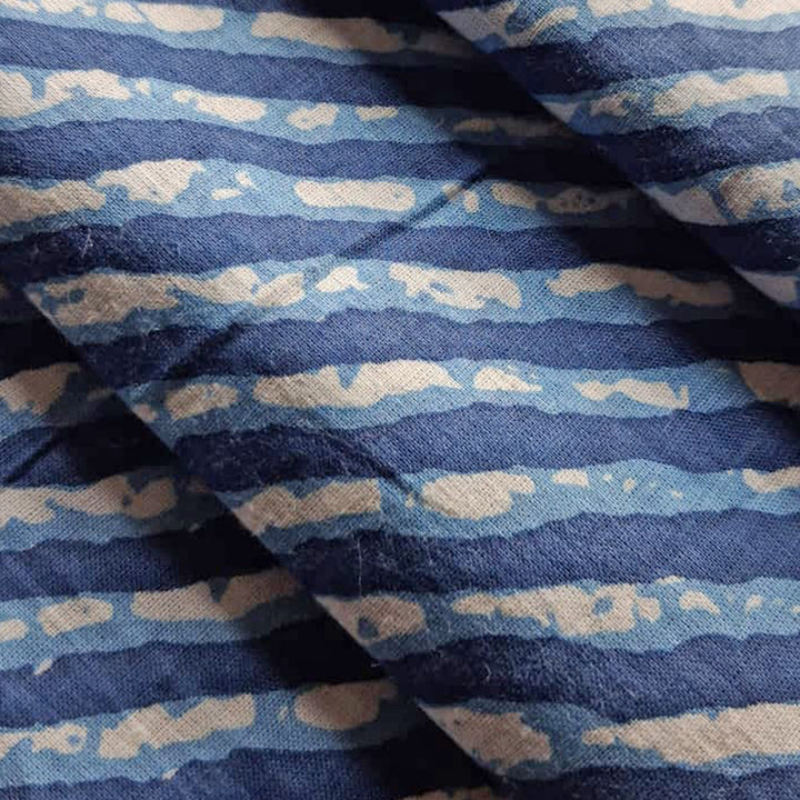 Dark blue with white Printed Cotton Fabric