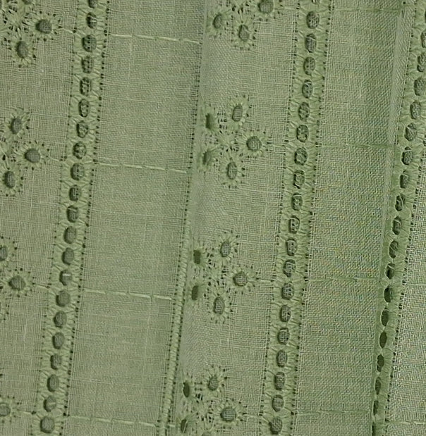 Mint Green Embroidered Cotton Heavy Hakoba Fabric