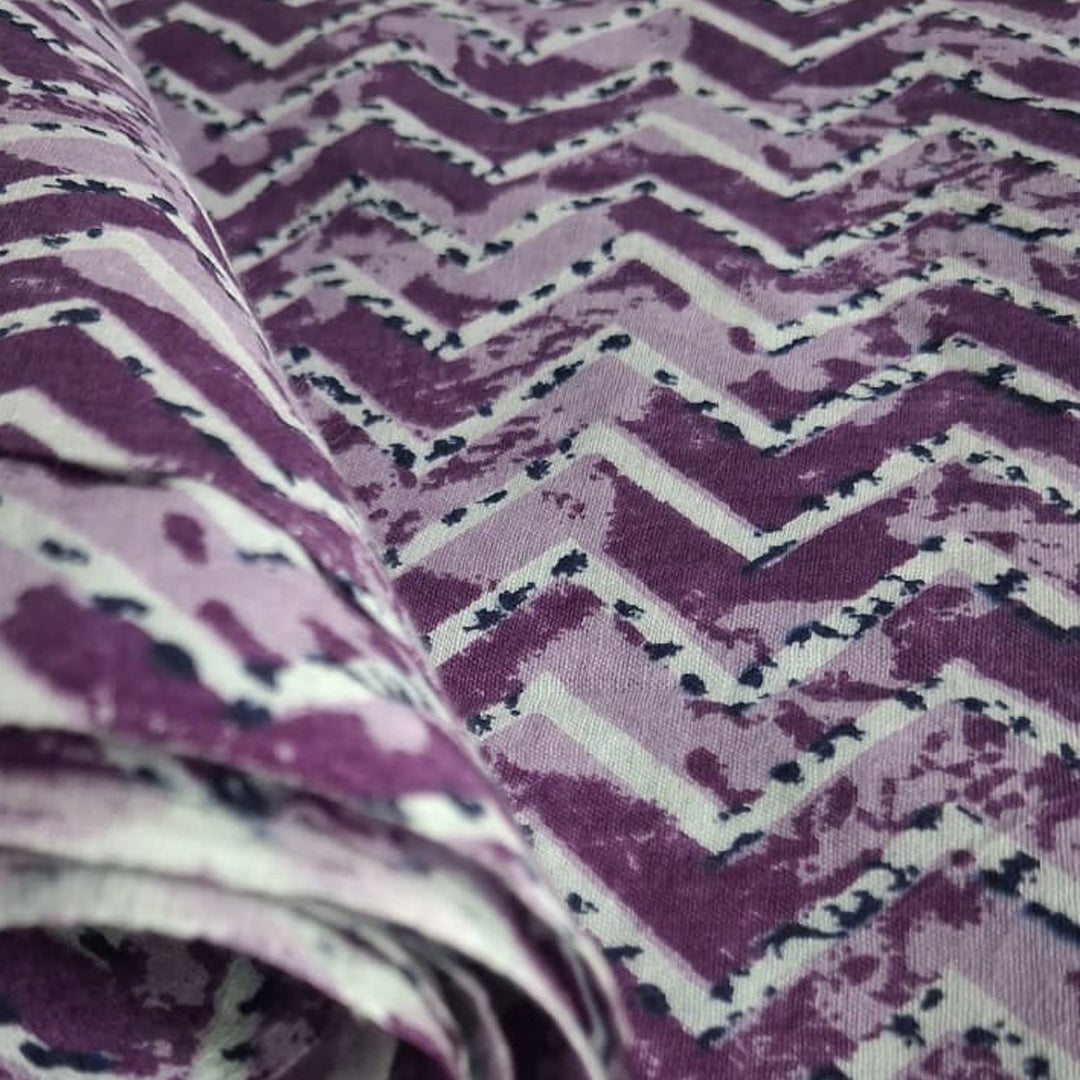 Lavender with white Printed Cotton Fabric