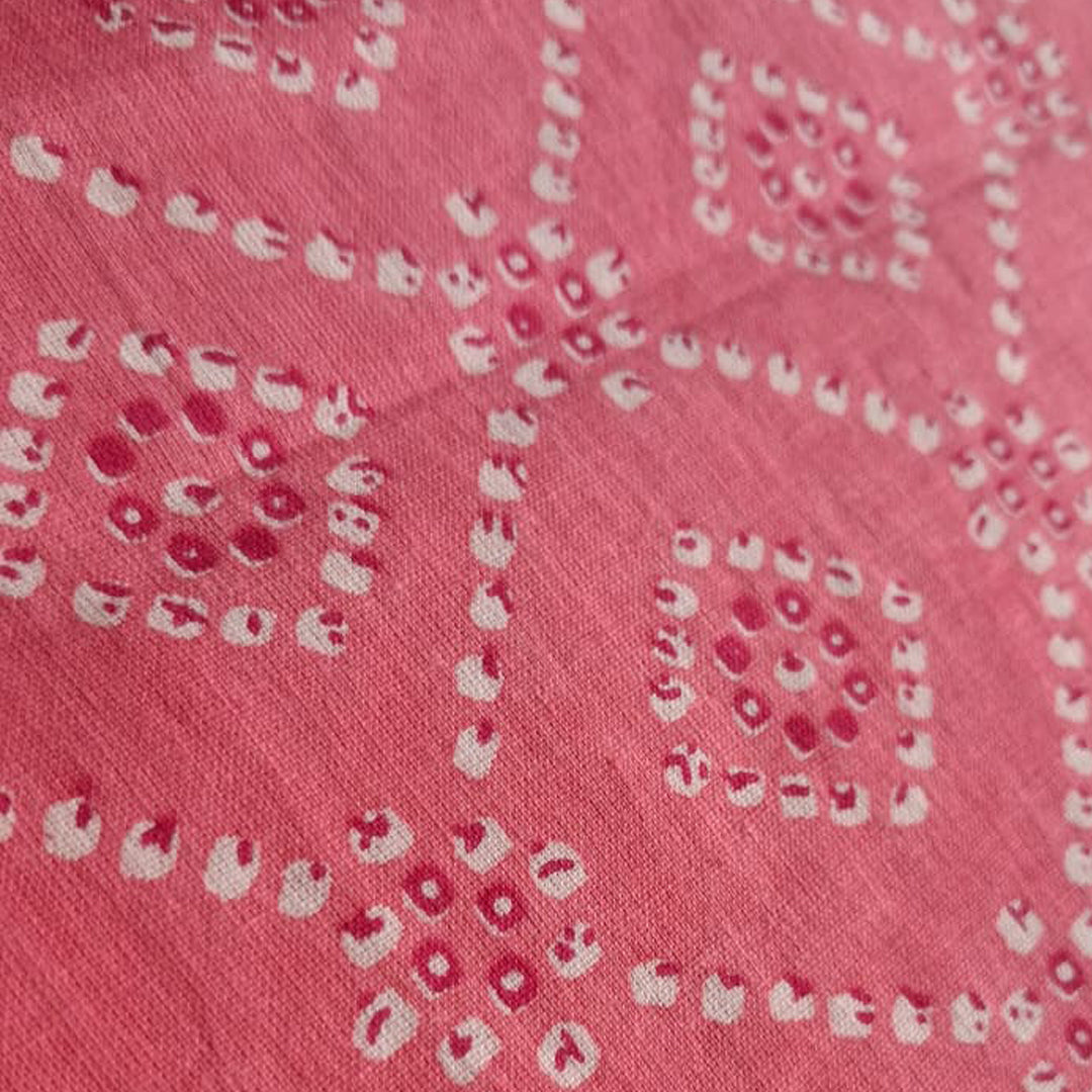 Blush pink with white Printed Cotton Fabric