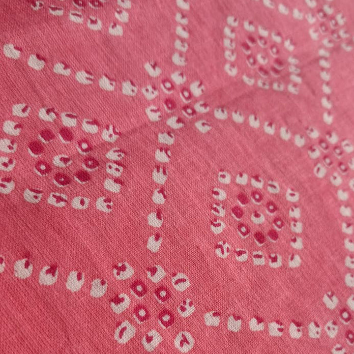 Blush pink with white Printed Cotton Fabric