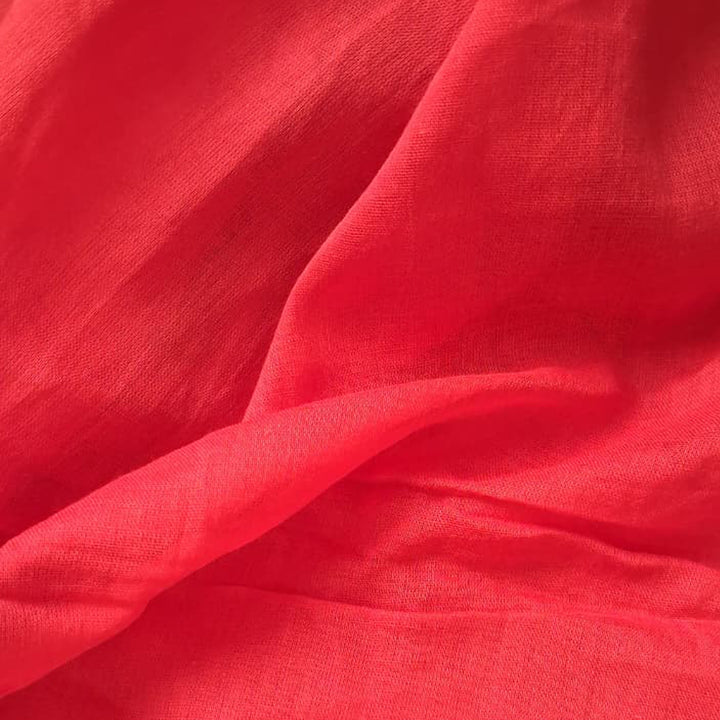 Red Mul-Mul Plain Cotton Fabric