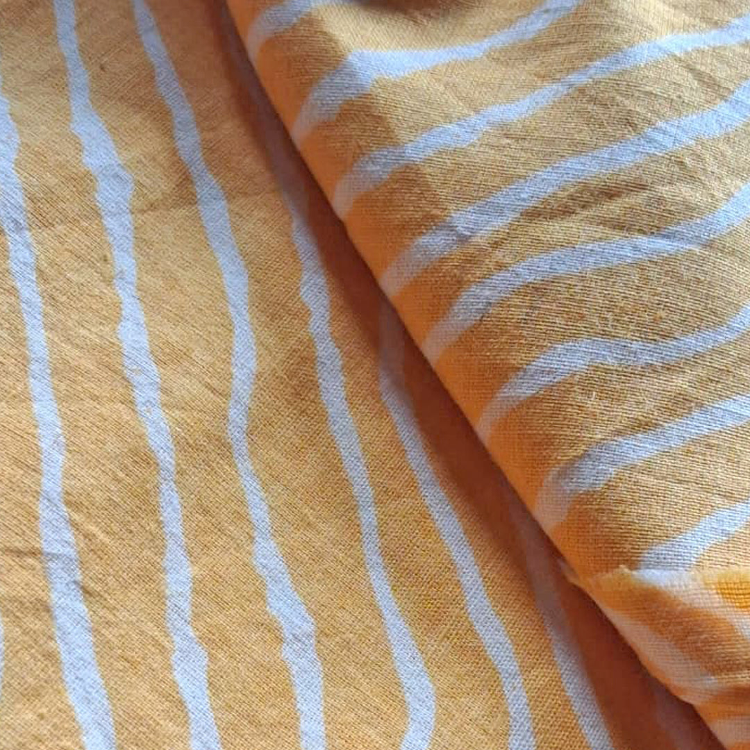 Yellow with white Printed Cotton Fabric
