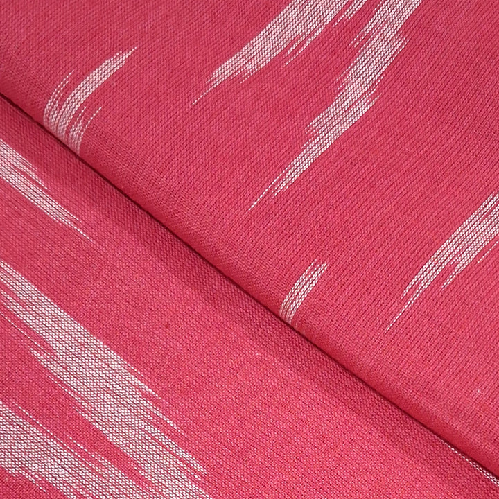 Tomato Red Shade Striped Unstitched Ikkat Fabric