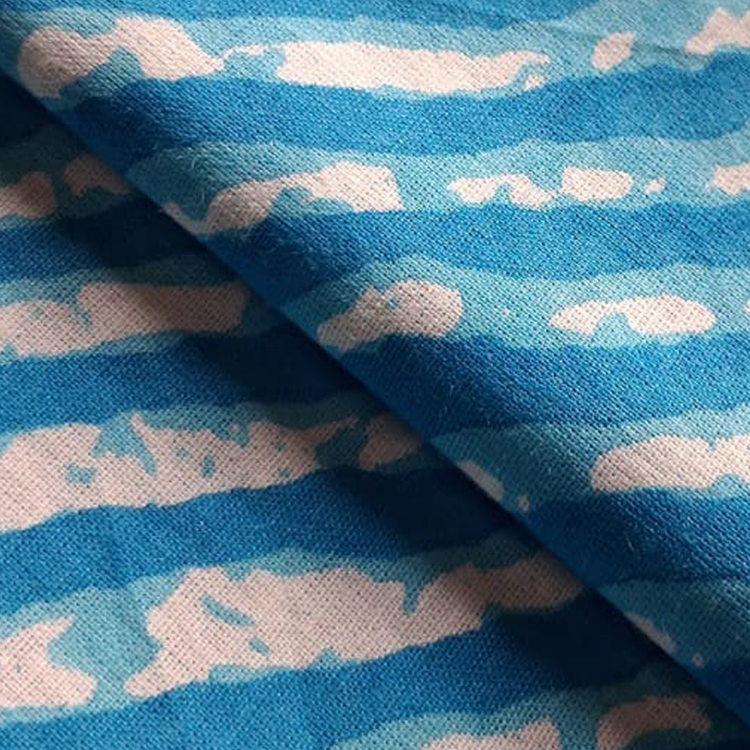 Blue with white shade Printed Cotton Fabric