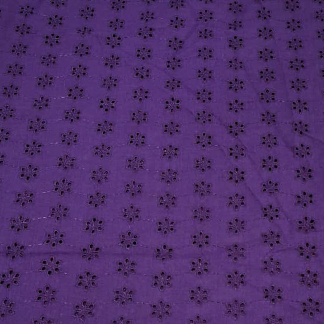Royal Purple Shade Embroidered Cotton Heavy Hakoba Fabric