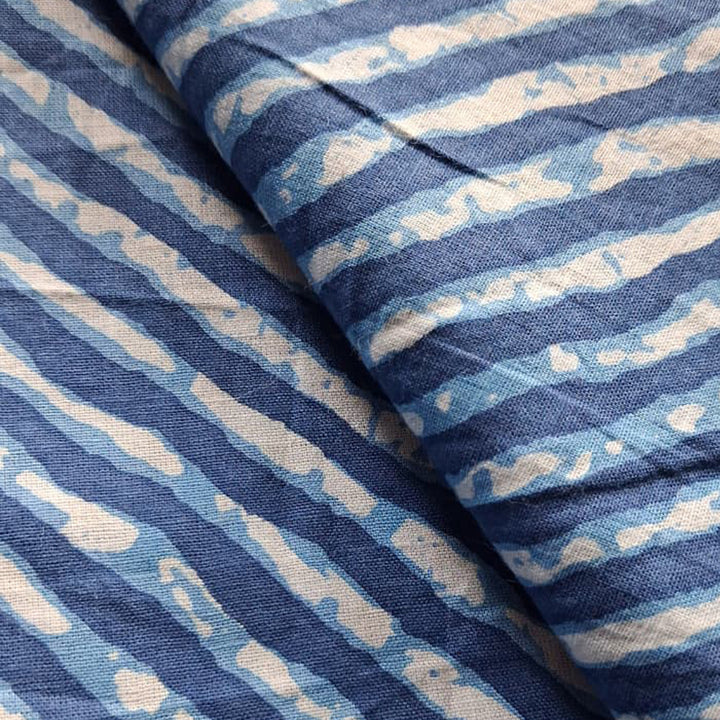 Dark blue with white Printed Cotton Fabric